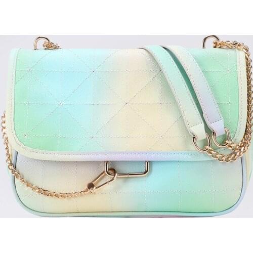 Branded Rainbow colors Leather Square Shoulder Messenger Bags For Women Fashion Trend Handbags Purse Luxury Designer Corss Body