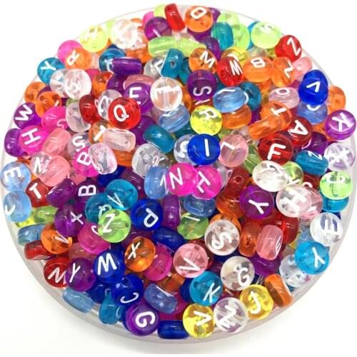 100pcs 7mm Letter Beads Mix Color Oval Shape 26 Alphabet Charms DIY Beads For Bracelet Necklace Jewelry Making