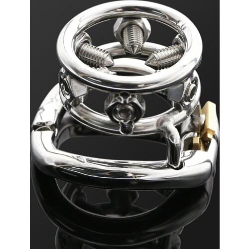 CBT MICRO CHASTITY SPIKES BRACELET Stainless Steel Chastity Cage With With arc-shaped Cock Ring BDSM toys Bondage Fetish