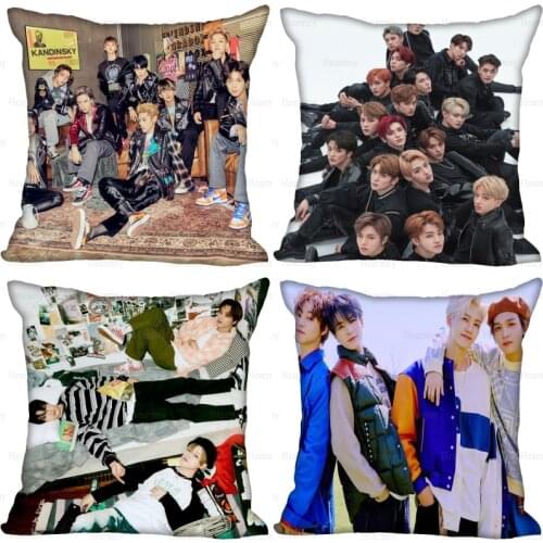 KPOP NCT Pillow Cover Bedroom Home Office Decorative Pillowcase Square Zipper Pillow Cases Satin Fabric 0512