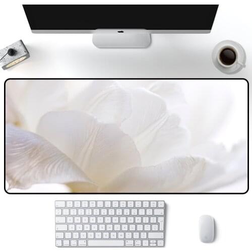 Pure white flower Mouse Pad Large Solid Color neat Pads MousePad 900x400mm Gamer Accessories Best Game Custom mat for desktop