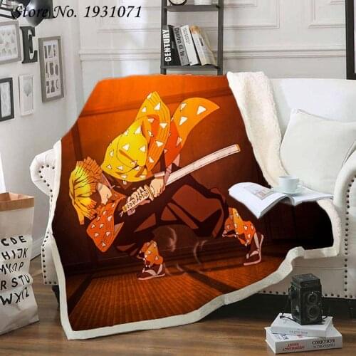 Demon Slayer Anime 3D Printed Fleece Blanket for Beds Thick Quilt Fashion Bedspread Sherpa Throw Blanket Adults Kids 09