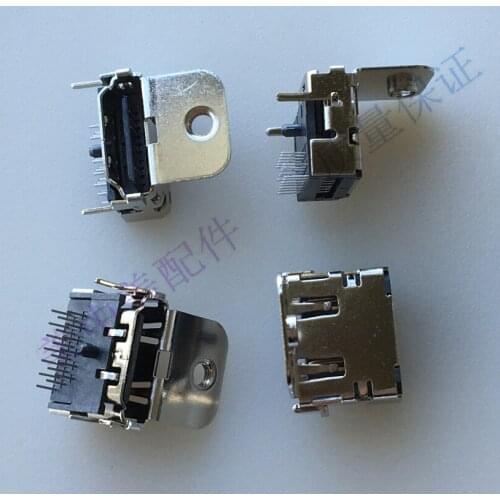 3pcs) HD HDMI female socket 3-pin 19p winged dip 90 degree pin HD connector