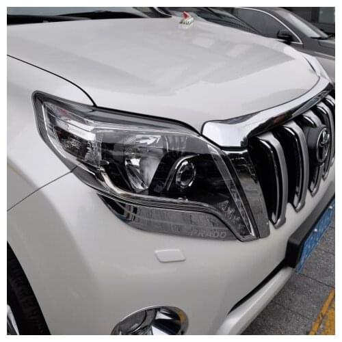 Chrome Front Lamp Cover Decoration Trim For Toyota Land Cruiser Prado 2700/4000 FJ150 2014-2016