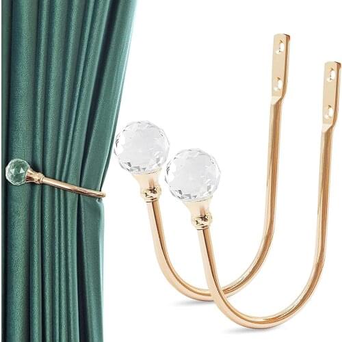 Crystal Magnetic Ball Metal Curtain Tie Rope Backs Holdbacks Buckle Clips Accessory Rods Accessoires Hook Holder Home Decoration
