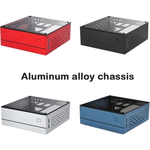 ITX mini industrial control HTPC small chassis 55mm heat dissipation aluminum shell tempered glass cover