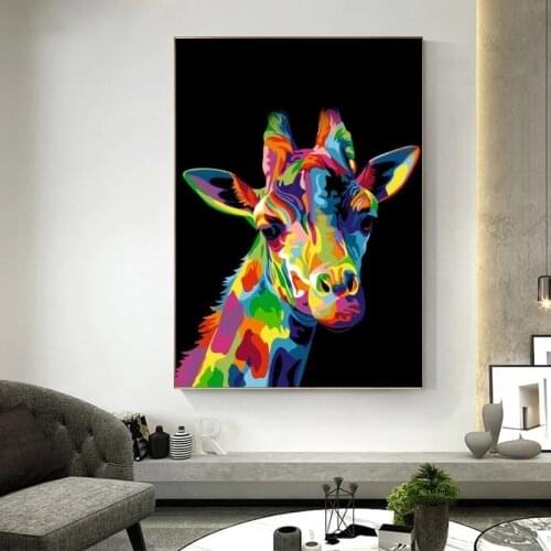 Graffiti Animal Canvas Art Painting Print Poster and Print Wall Art Giraffe Head Picture for Living Room Home Decor Cuadros