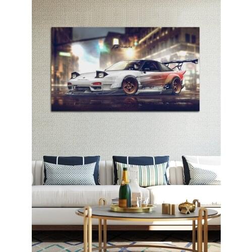 Cool japanese tuning sports car Art 240 SX living room decoration home art decor wood frame fabric poster MD669