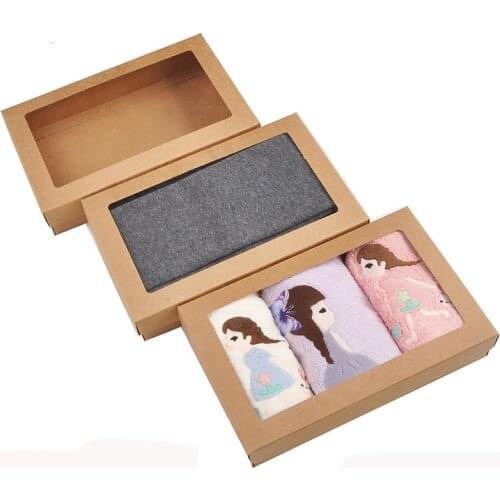 Kraft paper Box with Open window,T shirt Socks Packing box ,cover Folding boxes underpants,Pantyhose,100pcs/lot
