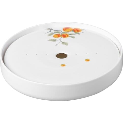 Round Ceramic Tea Tray Chinese Style Simple Creative Tea Tray Water Storage Tray Decoracion Bandeja Bambu Teaware Tools DI50CP