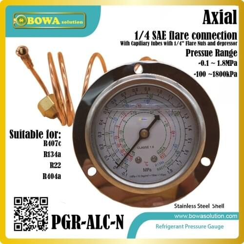 1.8MPa R404a, R22, R134a & R407c Refrigerant Pressure Gauges show low side pressure & temperature in heat pump equipments