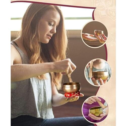 3/4PCS 8/8.5/9/9.5cm Meditation Hammered Alms Yoga Copper Sound Therapy Chakra Singing Bowl Relieve Mood Relieve Stress Supplies