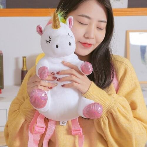 42*33cm Sweet Cute Unicorn Cartoon Plush Backpacks Shoulder School bag Stuffed toys Children Girls Christmas Gifts