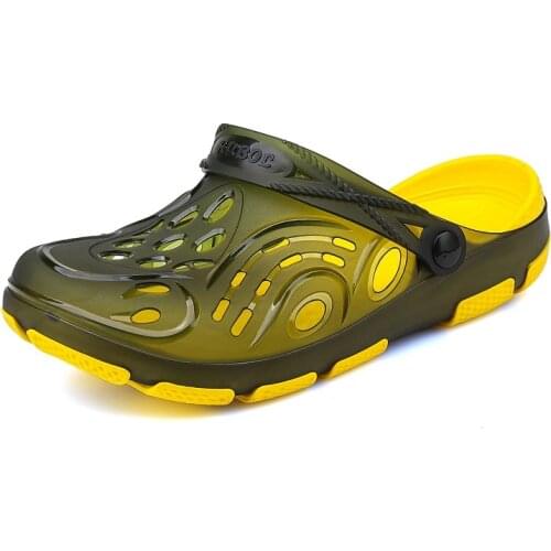 Jumpmore Summer Hole Shoes Men Sandals Beach Shoes Half Slippers Jelly Shoes Mens Shoes Size 40-45