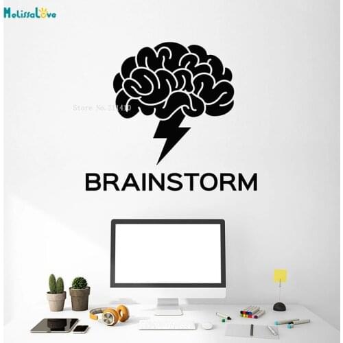 Brainstorm Wall Decal Teamwork Business Work Word Office Decor Vinyl Window Glass Sticker Art Creative Lightning Mural YT2159