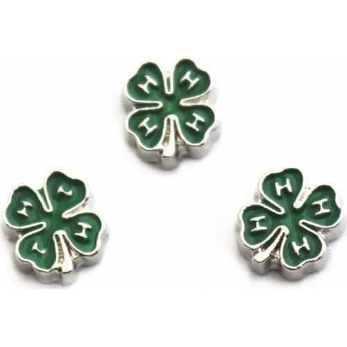 New arrival 10pcs/lot Charms clover Floating Charms for Floating Memory pendant charms Lockets DIY Jewelry
