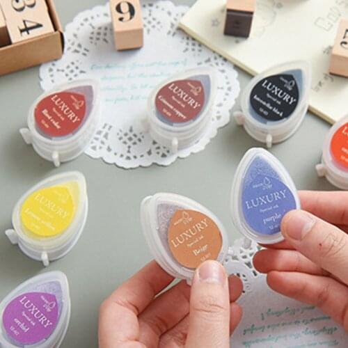 Creative Student Ink Pad Kawaii Water Drop Shape Inking Pad Scrapbooking Oil Rubber Stamp Pads School Office Supplies Stationery
