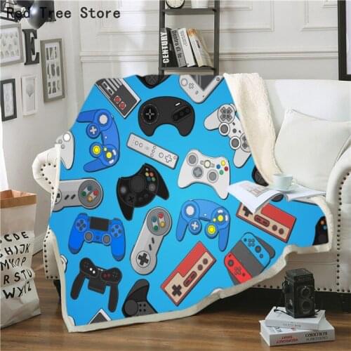 Plush Blanket for Sofa Couch Modern Gamepad Video Game Controller Fuzzy Blankets Cover Player Fleece Throw Carpet Decoration