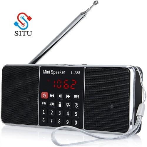L-288 Mini Portable FM Radio Speaker Stereo Music Player with TFCard USB Disk LCD Screen Volume Control Rechargeable Loudspeaker