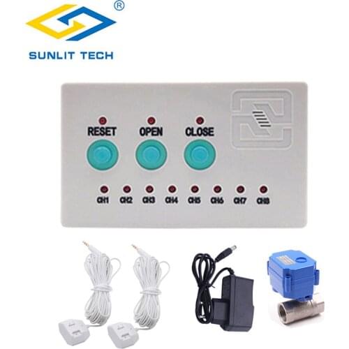 Russian/Ukraine Cheap Water Leakage Sensor Alarm with Stainless DN15 DN20 DN25 Auto Valve Flood Water Leaking Overflow Detector