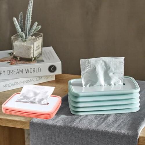 Silicone Tissue Box Foldable Car Tissue Case Elastic Lifting Wet Tissue Holder Household Desk Draw Paper Towel Napkin Organizer