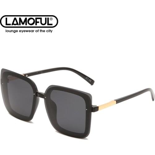 LAMOFUR Brand Frameless Sunglasses Women Tide 2021 Online Celebrity Korean Shiny Anti-ultraviolet Round Face for Women 50029