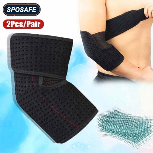 2Pcs Sports Compression Elbow Support Brace Adjustable Training Elbow Wrap Arm Band for Golfer, Bursitis, Tendonitis, Joint Pain