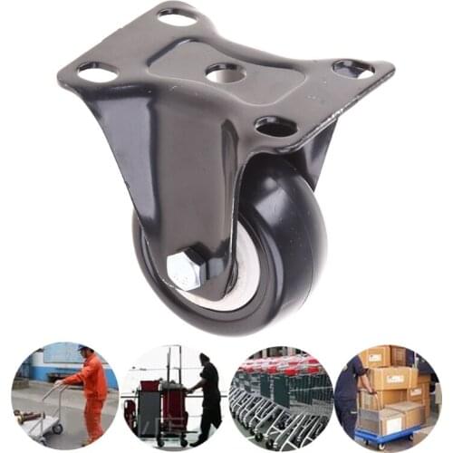 Heavy Duty PU Castor Wheel Trolley Caster 1.5" 2" Swivel Fix Brake Plate Bolt 63HA