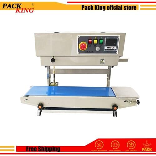 Vertical Continuous Plastic Bag Sealing Machine Automatic Film Impulse Sealer Semi Auto Seal Print Date FR900V Free Shipping