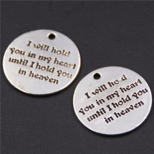 WKOUD 10pcs Antique Sliver Hold you in my heart Charm Pendant DIY Necklace Bracelet Bangle Findings 22mm A408