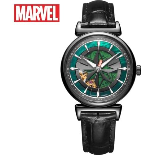 Disney Official The Avengers Captain Marvel Ladies Women Fashion Casual Japan Automatic Wristwatches Hollow Out Perspective Dial
