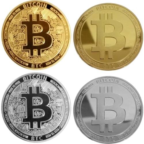 1pc Gold Plated Physical Bitcoins Bit Coin BTC With Case Gift Physical Metal Antique Imitation BTC Coin Art Collection