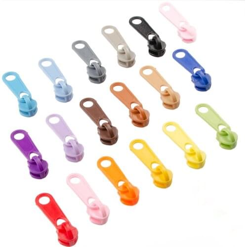 10-20 piece/lot High Quality Plastic Slider for 5# Nylon Coil Zipper , DIY Zipper Puller Head For Sewing Tailor Tools 20colors