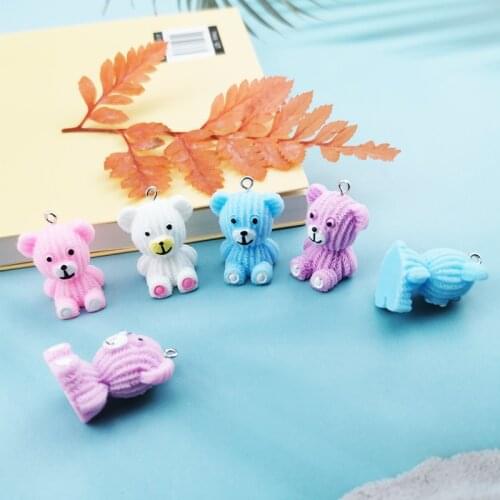 10pcs Cute Resin Bear Earring Charms Diy Pendant Findings Kawaii Craft Keychain Necklace Bracelet Charms Decor Jewelry Making