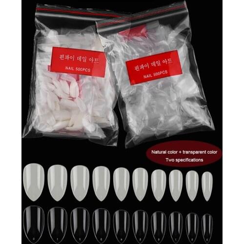 100/500Pcs Nail Art Tips Almond Shape Acrylic Nail Art Salon Manicure Fake Nails Manicure Tool