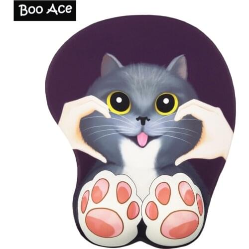 Cute Cat Claw 3D Mouse Pad with Soft GEL Wrist Rest 10.2"x8.5" blue
