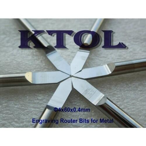 4x 0.4mm 60 Degree V Shape Metal CNC Engraving Bits Solid Carbide Milling Cutter,Carving Router Cutter Bits on Fine Engraving