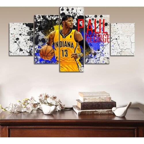 5 Pieces HD Indiana Paul George Fahion Canvas Painting Wall Art Basketbaall Prints Home Decor Panels Poster For Living\C-835
