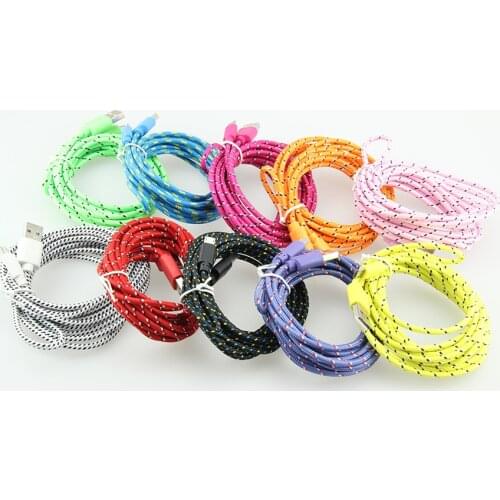 50 pcs Colorful USB Data Sync round braided Charger Cable Cord Wire 1M/2M/3M v8 5pin 8pin For iPhone android huawei new good qty