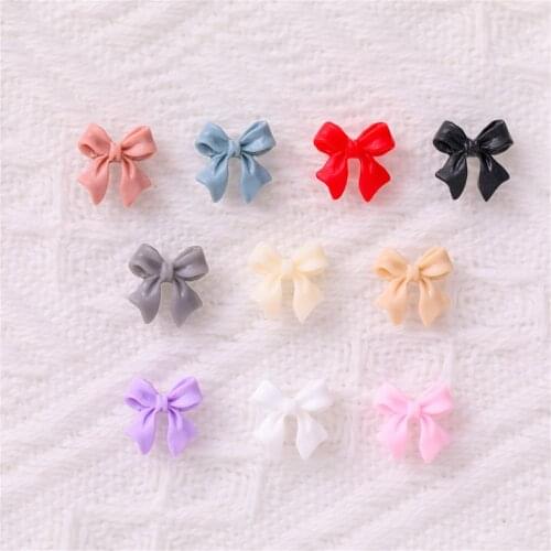 50Pcs Mini Bow Nail Jewelry Ornament Japanese Style Nail Art Decorations Cute Resin Bowknots Nail Rhinestone DIY Manicure Design