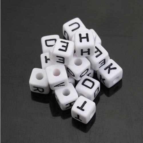 8SEASONS Mixed Alphabet/ Letter Cubic Beads 10mm x 10mm(3/8"), sold per packet of 100(B17876)