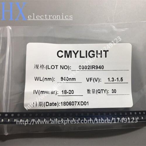 Free shipping 500PCS 0805 2106 2.1*0.6mm 940nm SIDE SMD infrared lamp IR LED 1.3-1.5V 18-20mW Light beads optoelectronic switch