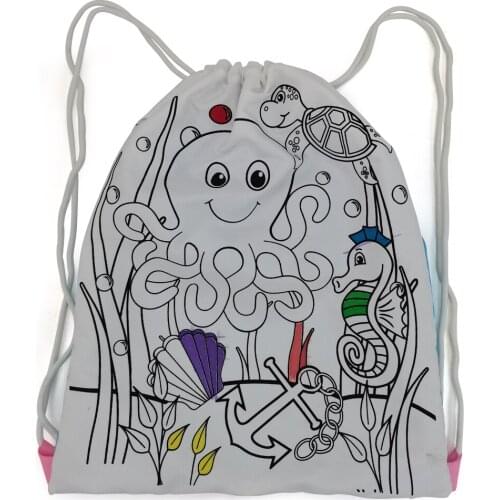 FREE SHIPPING Childrens DIY Educational Drawing Toy Canvas Bundle Pocket Graffiti Backpack Gift For Children Classroom Crafts