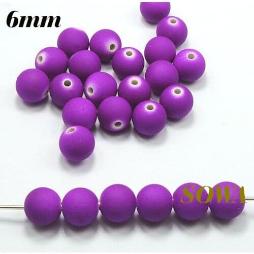 Free Shipping New Design Size 6mm Purple Color Double Holes Matte Fluorescent Neon Acrylic Round Beads (500pcs/lot)