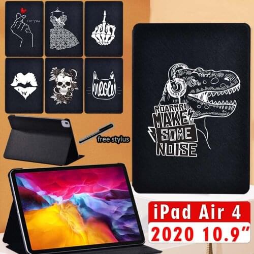 Ipad air 4 case PU Leather Tablet Adjustable Stand Cover for Apple IPad Air 4 10.9 Inch 2020 Creative Protective Foilo Shell