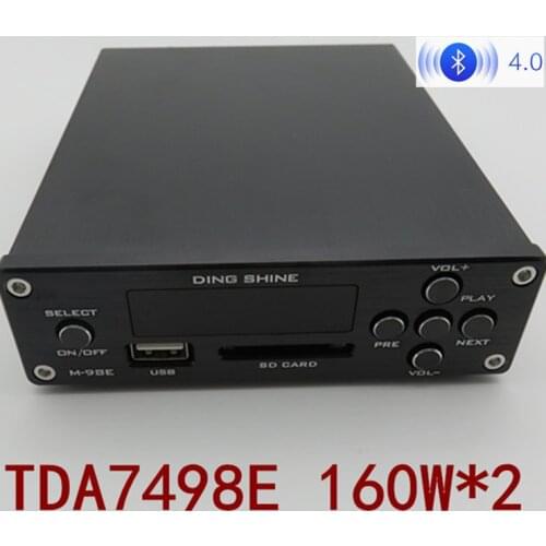 M-98E TDA7498E 160W*2 HIFI Bluetooth 4.0 digital audio amplifier Support USB SD MP3 / WMA / APE / FLAC /WAV/WAVE player Display