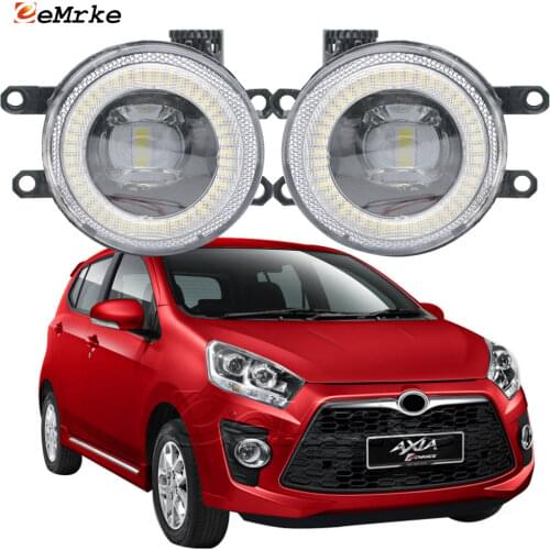 2in1 LED Angel Eye Daytime Running Lights DRL + Cut-Line Lens Fog Lights for Perodua Axia Advance Axia SE 2014 2015 2016 2017