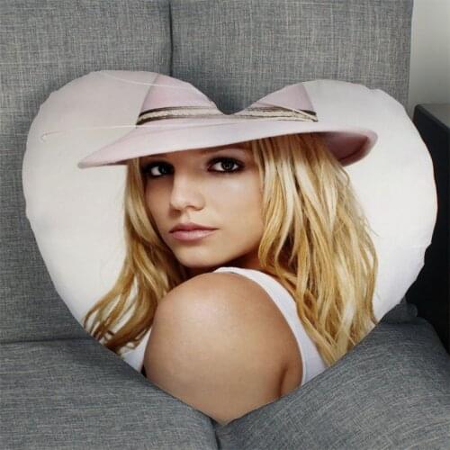 Hot Sale Custom Singer Actor Britney Spears Heart Shape Pillow Covers Bedding Comfortable Cushion/High Quality Pillow Cases