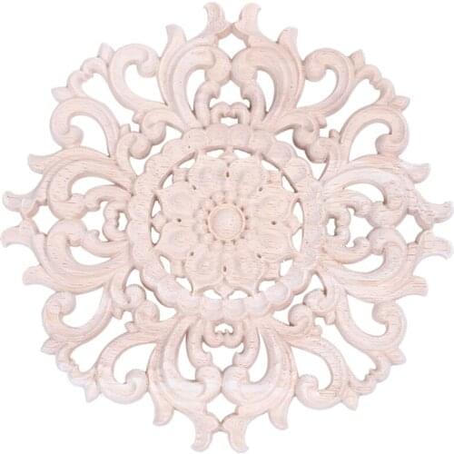 Hot Lots Wood Carved Long Onlay Applique Unpainted Flower Walls Cabinets Door Decor Type:15cm Type A