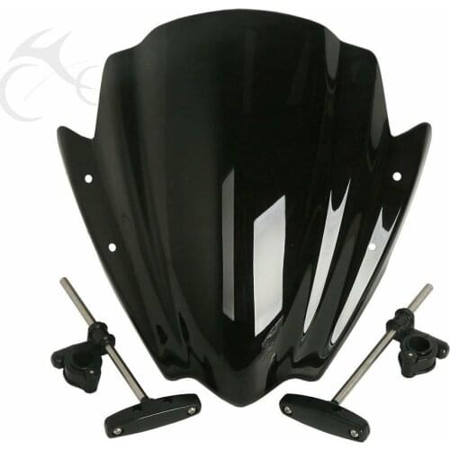 Motorcycle Universal Windshield Windscreen 7/8" & 1" Handlebar Mount For Harley Ducati Honda Kawasaki